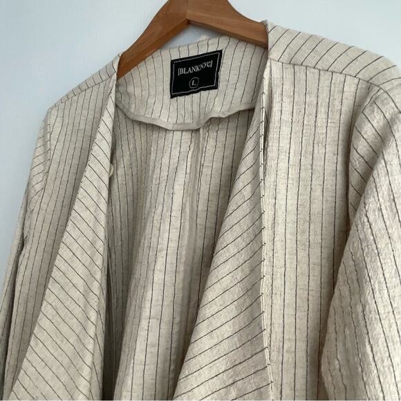 Blank NYC pinstripe asymmetrical zip front jacket blazer long sleeve sz lg - Picture 5 of 9